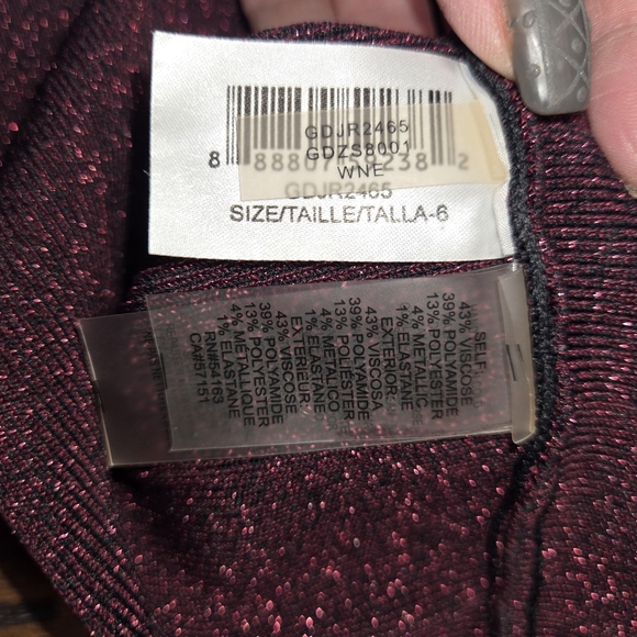 Guess Bodycon Cocktail Dress Cranberry Metallic Size 6 Party Event Date Night - Picture 9 of 9